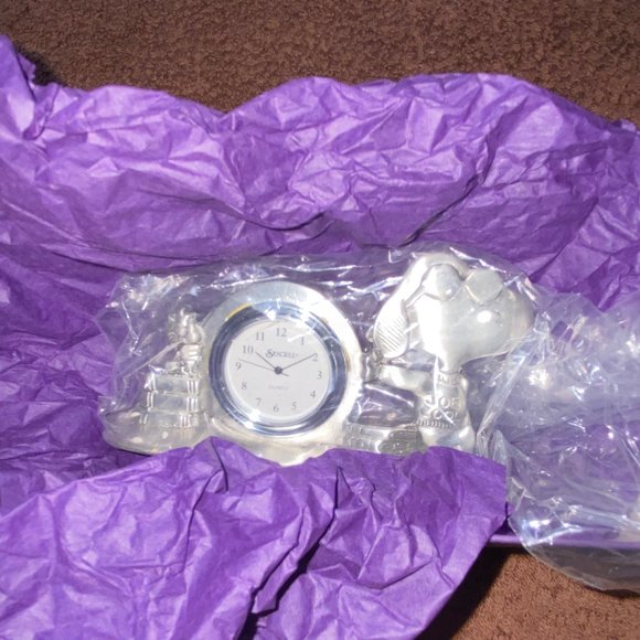 Seagull Pewter Peanuts Snoopy Joe Cool and Woodstock  clock, new in box - Picture 2 of 9